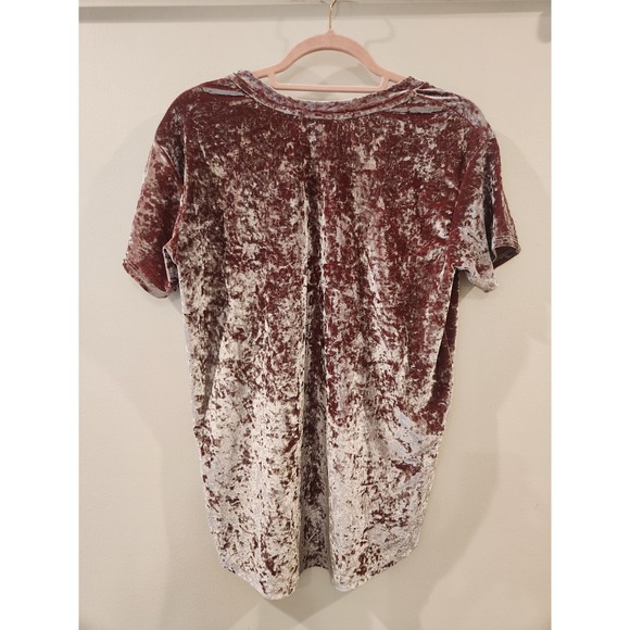 Feel the Piece Terre Jacobs XS/S‎ Velvet Burgundy Tunic Tee Shirt - Picture 4 of 7